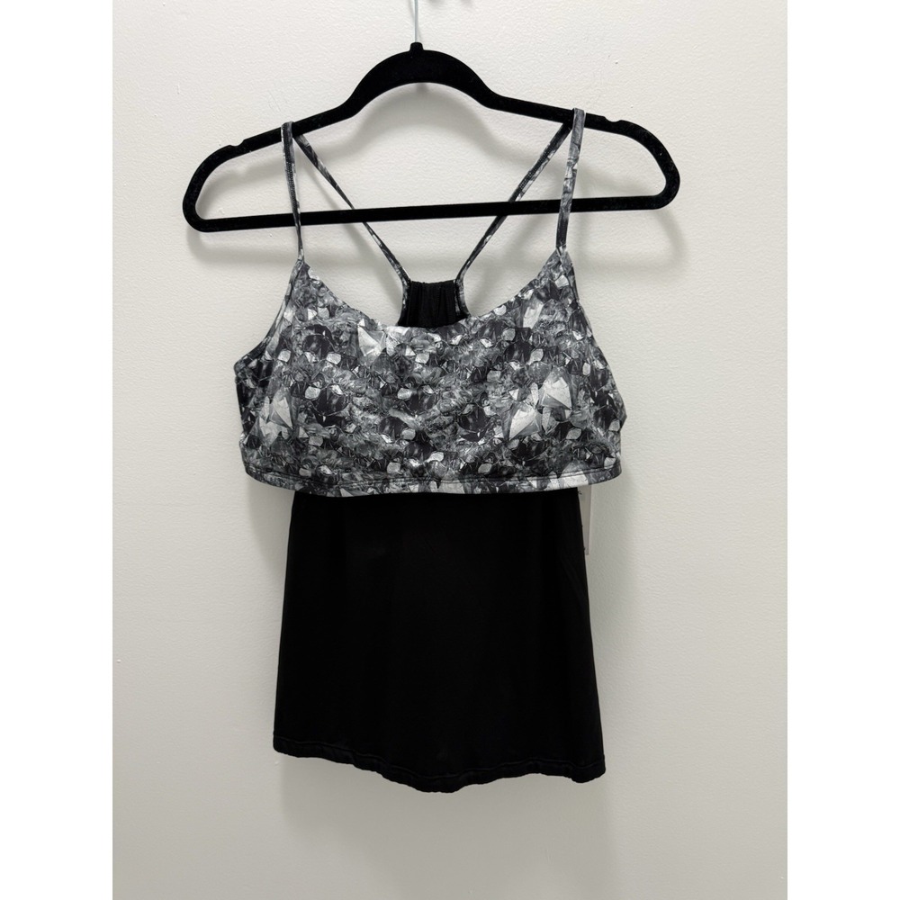 Nike Black & Gray Printed Abstract Tankini Swimsuit Set – Size XL – NWT